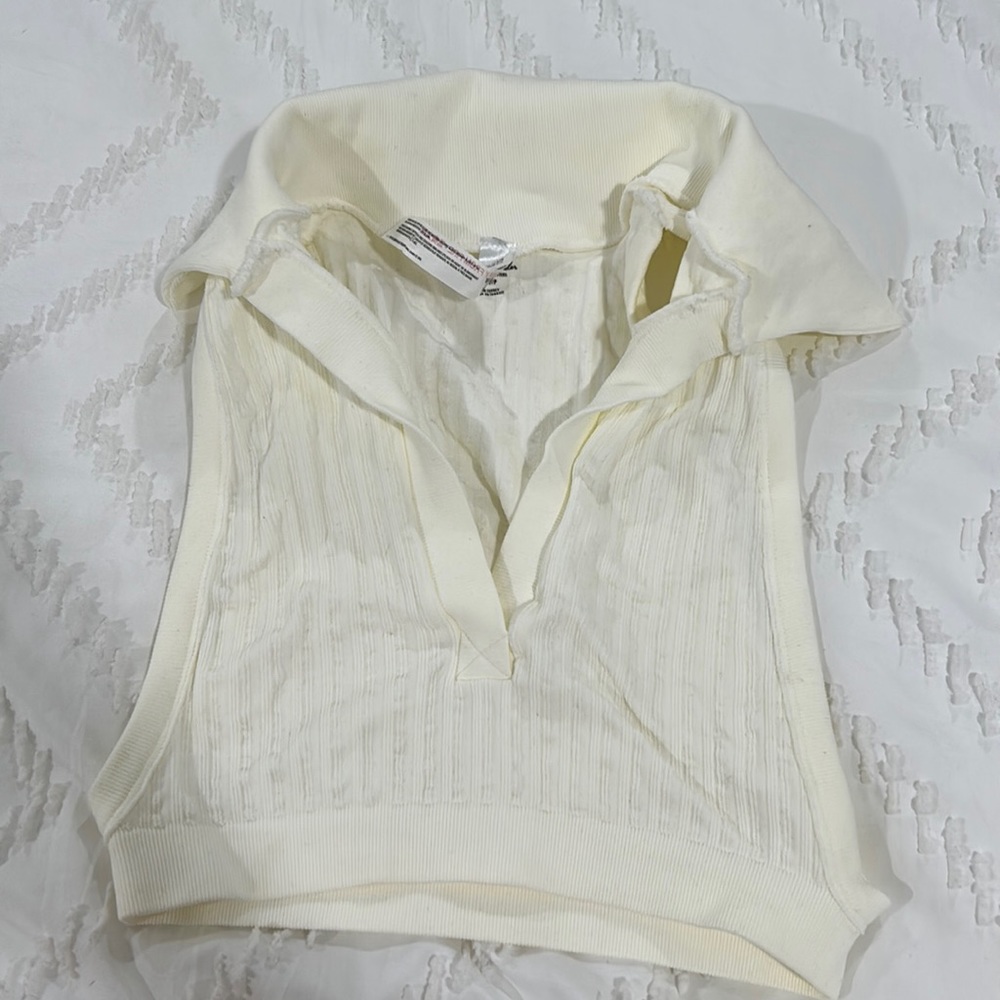 White collared crop top